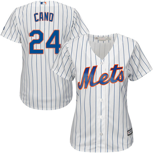 Mets #24 Robinson Cano White(Blue Strip) Women's Home Stitched MLB Jersey