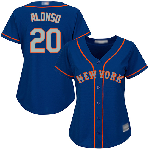 Mets #20 Pete Alonso Blue(Grey NO.) Alternate Women's Stitched MLB Jersey