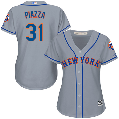 Mets #31 Mike Piazza Grey Road Women's Stitched MLB Jersey