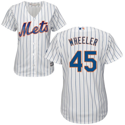Mets #45 Zack Wheeler White(Blue Strip) Home Women's Stitched MLB Jersey