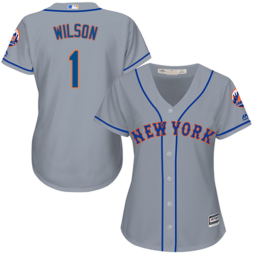Mets #1 Mookie Wilson Grey Road Women's Stitched MLB Jersey