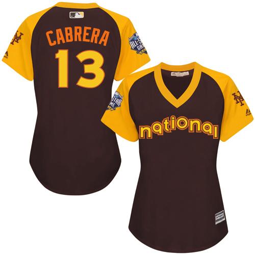 Mets #13 Asdrubal Cabrera Brown 2016 All-Star National League Women's Stitched MLB Jersey