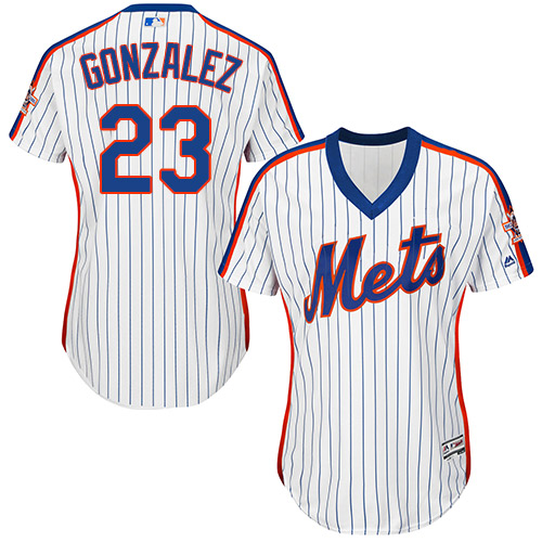 Mets #23 Adrian Gonzalez White(Blue Strip) Alternate Women's Stitched MLB Jersey