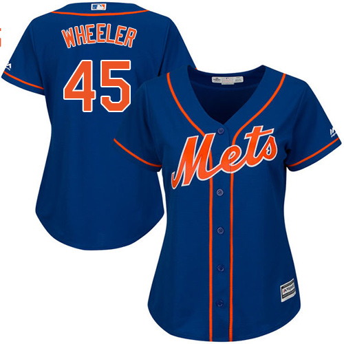 Mets #45 Zack Wheeler Blue Alternate Women's Stitched MLB Jersey