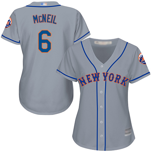 Mets #6 Jeff McNeil Grey Road Women's Stitched MLB Jersey