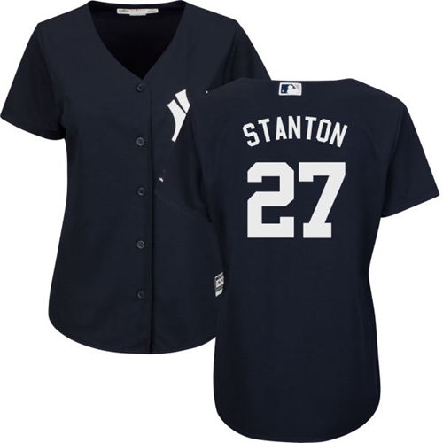 Yankees #27 Giancarlo Stanton Navy Blue Alternate Women's Stitched MLB Jersey