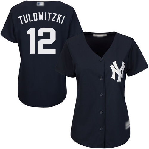 Yankees #12 Troy Tulowitzki Navy Blue Alternate Women's Stitched MLB Jersey