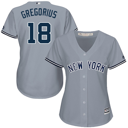 Yankees #18 Didi Gregorius Grey Road Women's Stitched MLB Jersey