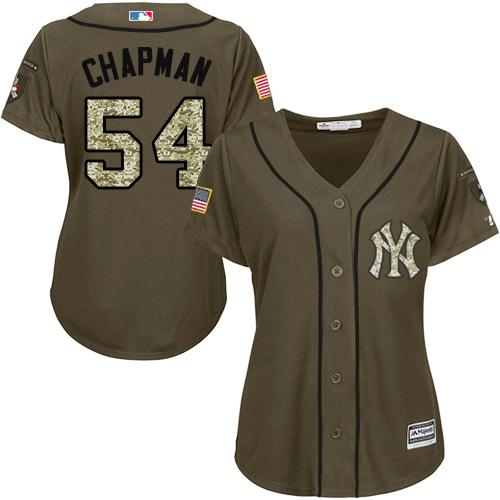 Yankees #54 Aroldis Chapman Green Salute to Service Women's Stitched MLB Jersey
