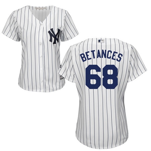 Yankees #68 Dellin Betances White Strip Home Women's Stitched MLB Jersey
