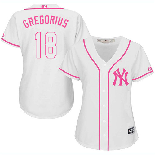 Yankees #18 Didi Gregorius White/Pink Fashion Women's Stitched MLB Jersey