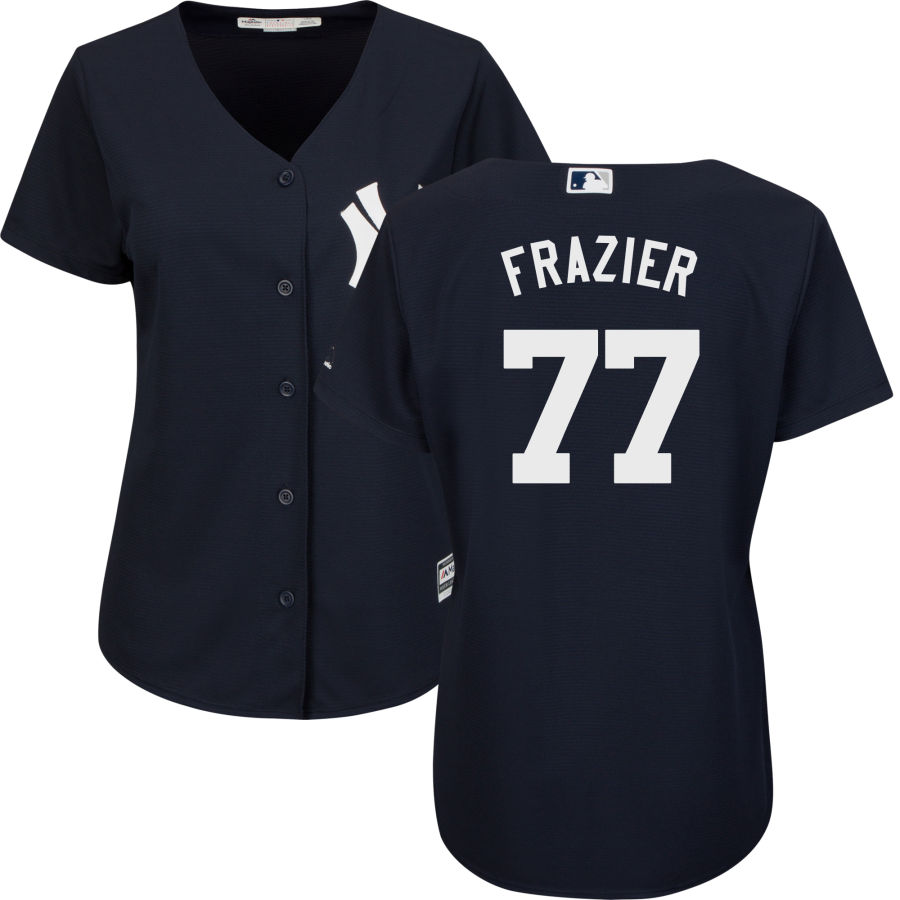 New York Yankees #77 Clint Frazier Navy Majestic Women's Cool Base Stitched MLB Jersey