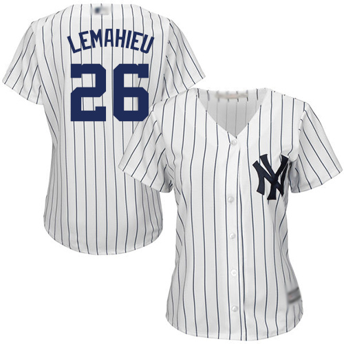 Yankees #26 DJ LeMahieu White Strip Home Women's Stitched MLB Jersey