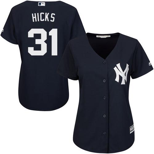 Yankees #31 Aaron Hicks Navy Blue Alternate Women's Stitched MLB Jersey