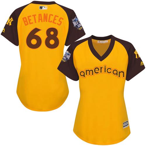 Yankees #68 Dellin Betances Gold 2016 All-Star American League Women's Stitched MLB Jersey