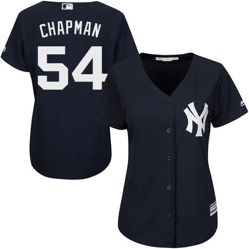 Yankees #54 Aroldis Chapman Navy Blue Alternate Women's Stitched MLB Jersey