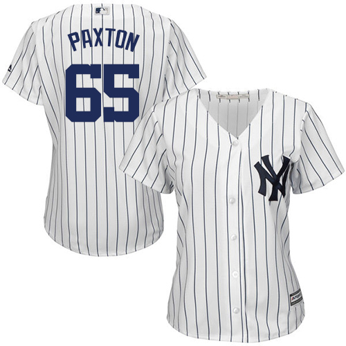 Yankees #65 James Paxton White Strip Home Women's Stitched MLB Jersey