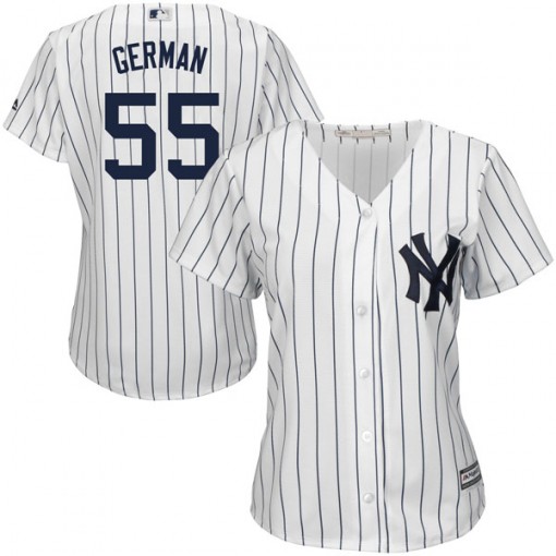 Yankees #55 Domingo German White Strip Home Women's Stitched MLB Jersey