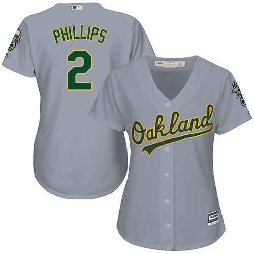 Athletics #2 Tony Phillips Grey Road Women's Stitched MLB Jersey