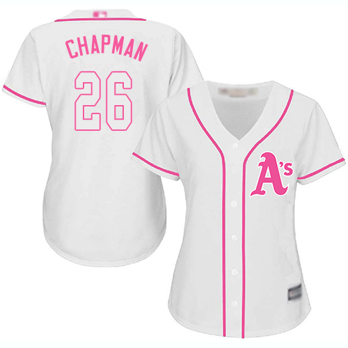 Athletics #26 Matt Chapman White/Pink Fashion Women's Stitched MLB Jersey