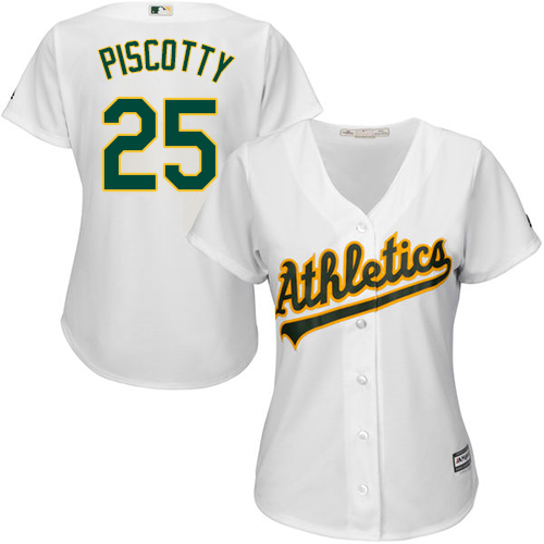 Athletics #25 Stephen Piscotty White Home Women's Stitched MLB Jersey