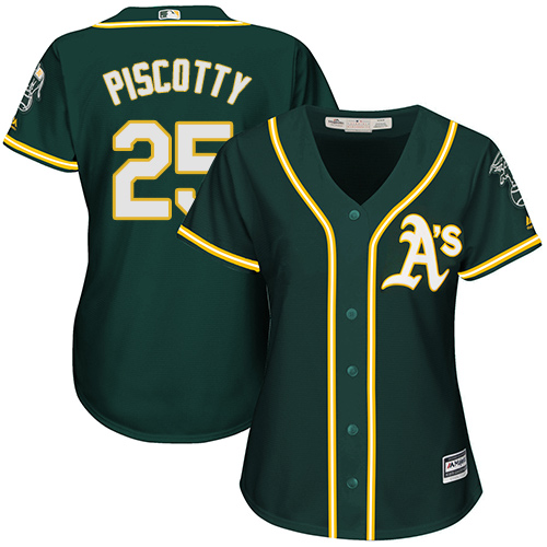 Athletics #25 Stephen Piscotty Green Alternate Women's Stitched MLB Jersey