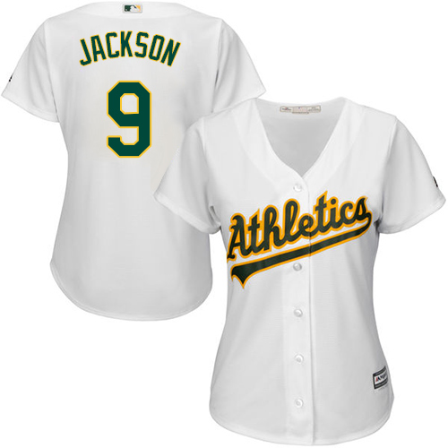 Athletics #9 Reggie Jackson White Home Women's Stitched MLB Jersey