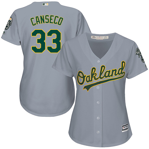 Athletics #33 Jose Canseco Grey Road Women's Stitched MLB Jersey