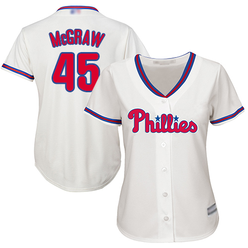 Phillies #45 Tug McGraw Cream Alternate Women's Stitched MLB Jersey