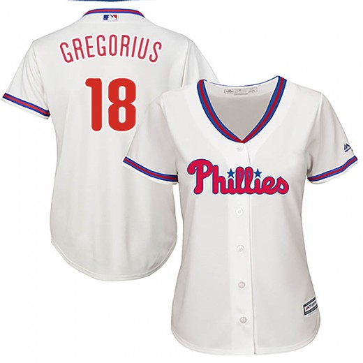 Phillies #18 Didi Gregorius Cream Alternate Women's Stitched MLB Jersey