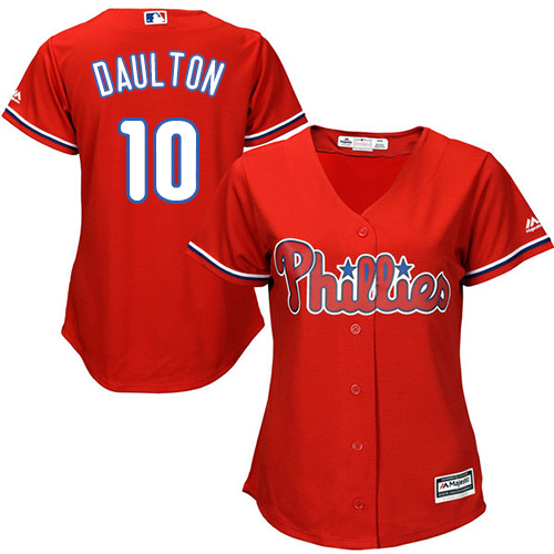 Phillies #10 Darren Daulton Red Alternate Women's Stitched MLB Jersey