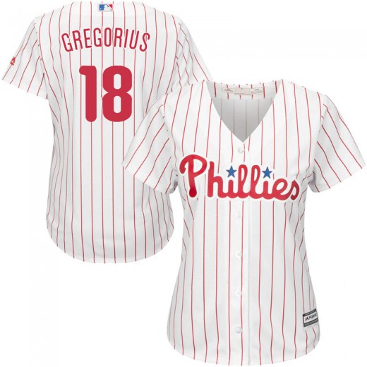 Phillies #18 Didi Gregorius White(Red Strip) Home Women's Stitched MLB Jersey