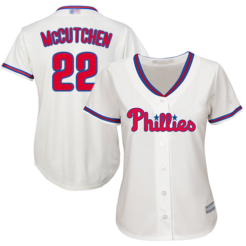 Phillies #22 Andrew McCutchen Cream Alternate Women's Stitched MLB Jersey