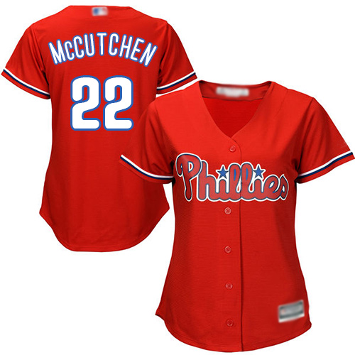Phillies #22 Andrew McCutchen Red Alternate Women's Stitched MLB Jersey