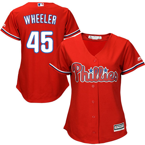 Phillies #45 Zack Wheeler Red Alternate Women's Stitched MLB Jersey