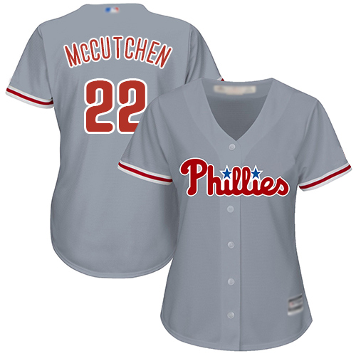 Phillies #22 Andrew McCutchen Grey Road Women's Stitched MLB Jersey