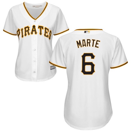 Pirates #6 Starling Marte White Home Women's Stitched MLB Jersey