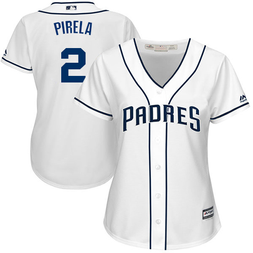 Padres #2 Jose Pirela White Home Women's Stitched MLB Jersey