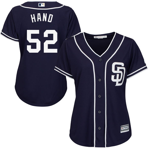 Padres #52 Brad Hand Navy Blue Alternate Women's Stitched MLB Jersey