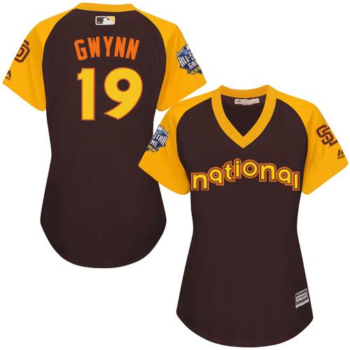 Padres #19 Tony Gwynn Brown 2016 All-Star National League Women's Stitched MLB Jersey