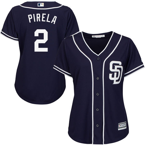 Padres #2 Jose Pirela Navy Blue Alternate Women's Stitched MLB Jersey