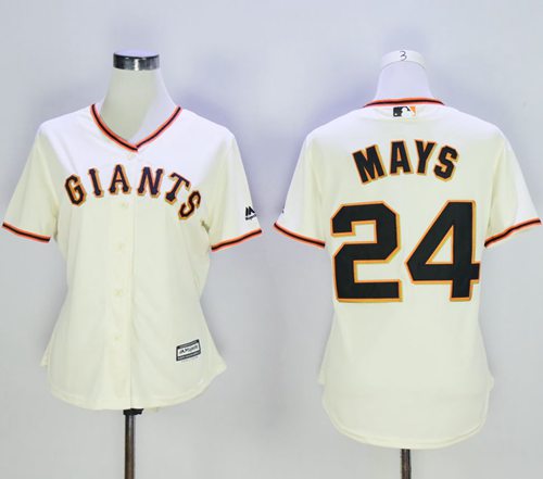 Giants #24 Willie Mays Cream Home Women's Stitched MLB Jersey