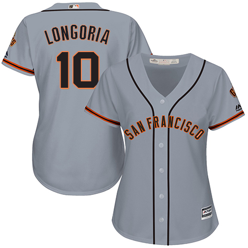 Giants #10 Evan Longoria Grey Road Women's Stitched MLB Jersey
