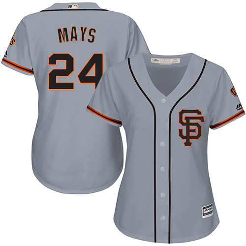 Giants #24 Willie Mays Grey Road 2 Women's Stitched MLB Jersey