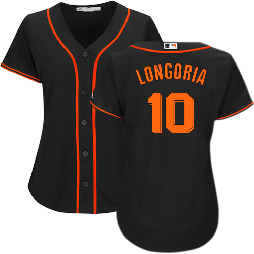 Giants #10 Evan Longoria Black Alternate Women's Stitched MLB Jersey