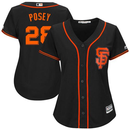 Giants #28 Buster Posey Black Women's Alternate Stitched MLB Jersey