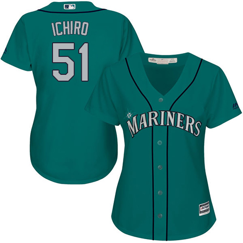 Mariners #51 Ichiro Suzuki Green Alternate Women's Stitched MLB Jersey