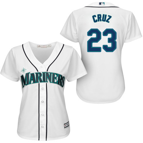 Mariners #23 Nelson Cruz White Home Women's Stitched MLB Jersey