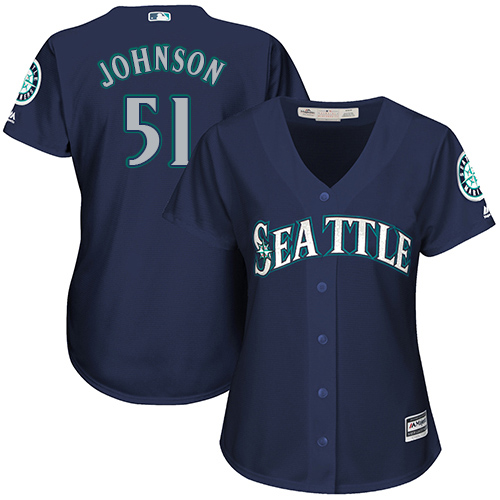 Mariners #51 Randy Johnson Navy Blue Alternate Women's Stitched MLB Jersey