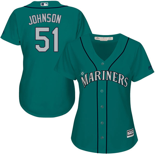 Mariners #51 Randy Johnson Green Alternate Women's Stitched MLB Jersey